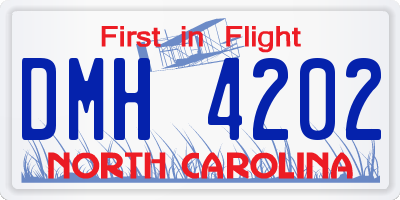 NC license plate DMH4202