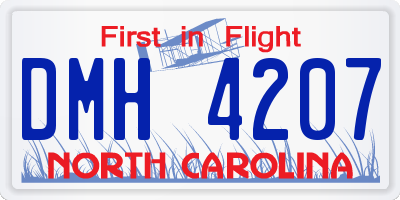 NC license plate DMH4207