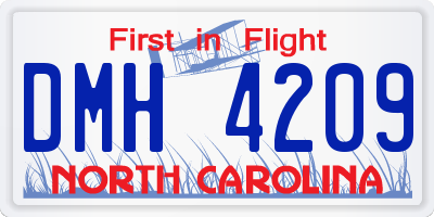 NC license plate DMH4209