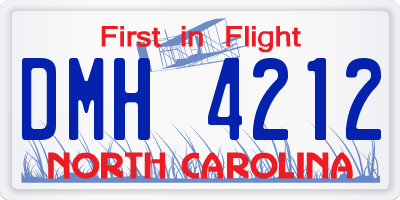 NC license plate DMH4212