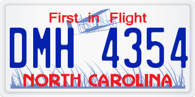 NC license plate DMH4354