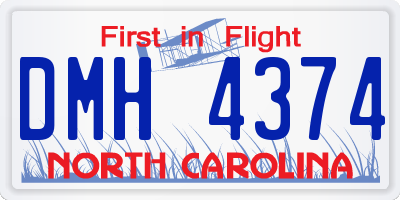 NC license plate DMH4374