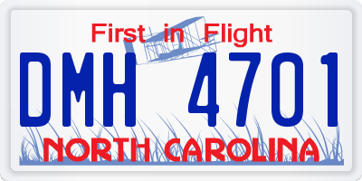 NC license plate DMH4701
