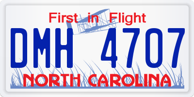 NC license plate DMH4707