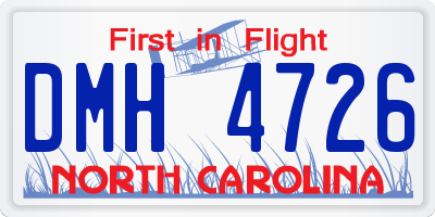 NC license plate DMH4726