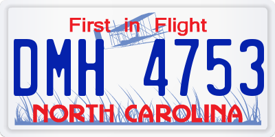 NC license plate DMH4753