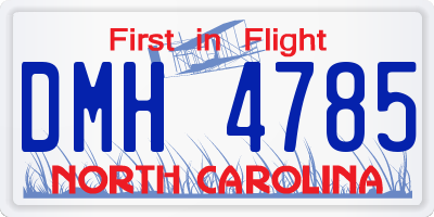 NC license plate DMH4785