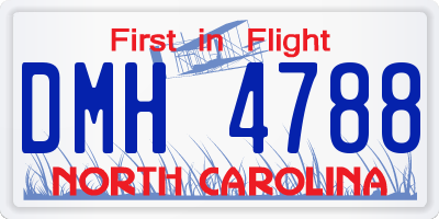 NC license plate DMH4788
