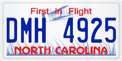 NC license plate DMH4925
