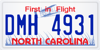 NC license plate DMH4931