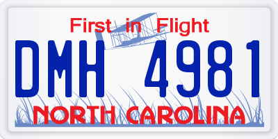 NC license plate DMH4981