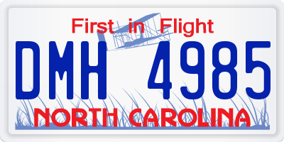 NC license plate DMH4985