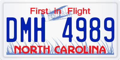 NC license plate DMH4989