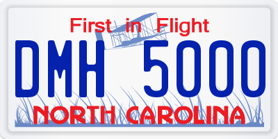 NC license plate DMH5000