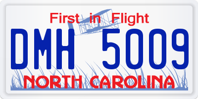NC license plate DMH5009