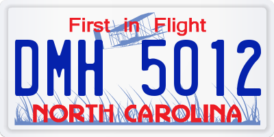 NC license plate DMH5012