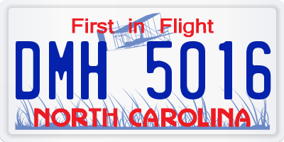 NC license plate DMH5016