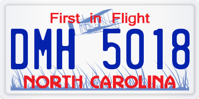 NC license plate DMH5018