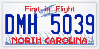 NC license plate DMH5039