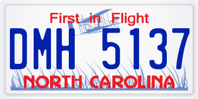 NC license plate DMH5137