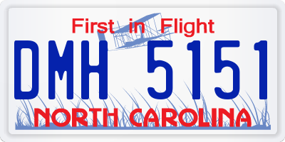 NC license plate DMH5151