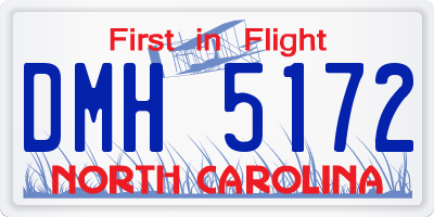 NC license plate DMH5172