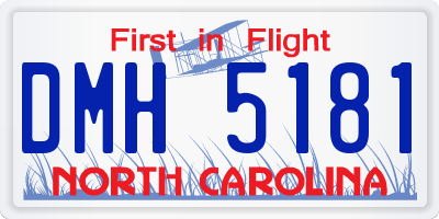 NC license plate DMH5181