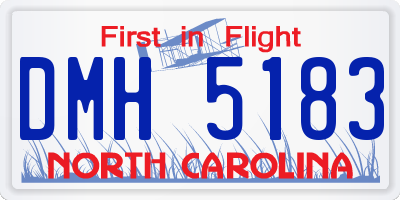 NC license plate DMH5183