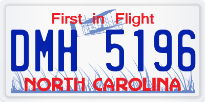 NC license plate DMH5196
