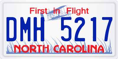 NC license plate DMH5217