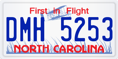 NC license plate DMH5253
