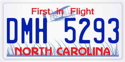 NC license plate DMH5293