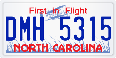 NC license plate DMH5315