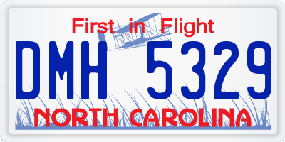 NC license plate DMH5329