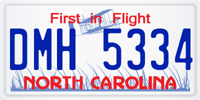 NC license plate DMH5334