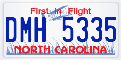 NC license plate DMH5335