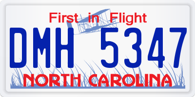 NC license plate DMH5347