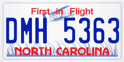 NC license plate DMH5363