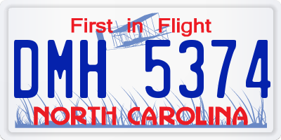 NC license plate DMH5374