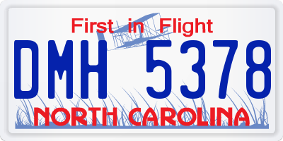 NC license plate DMH5378