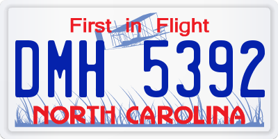 NC license plate DMH5392