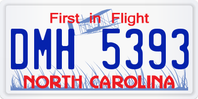 NC license plate DMH5393