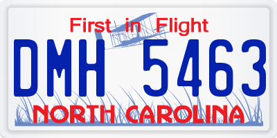 NC license plate DMH5463