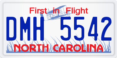 NC license plate DMH5542