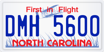 NC license plate DMH5600