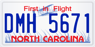 NC license plate DMH5671