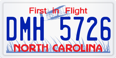 NC license plate DMH5726