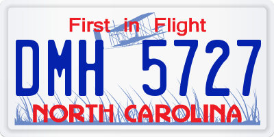 NC license plate DMH5727