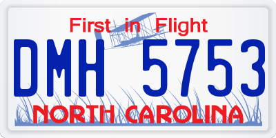 NC license plate DMH5753
