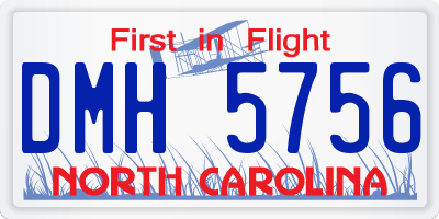 NC license plate DMH5756